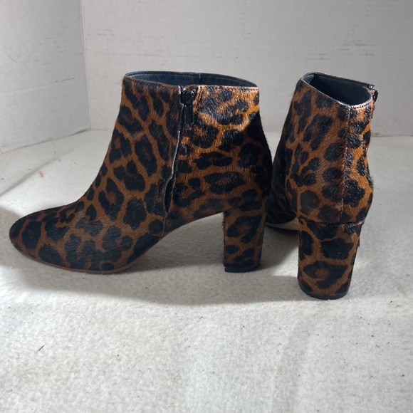 Loeffler Randall Leopard Print Pony Hair Chunky Heel Ankle Boots - Picture 5 of 7